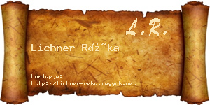 Lichner Réka névjegykártya