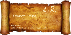 Lichner Réka névjegykártya